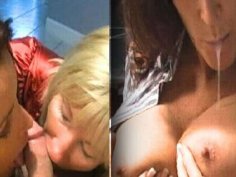 Blonde milf stepmom rachel steele helps with a hot threesome double blowjob